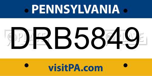 DRB5849 Pennsylvania License Plate