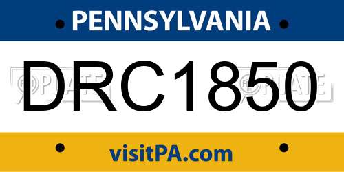 DRC1850 Pennsylvania License Plate
