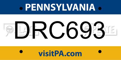 DRC693 Pennsylvania License Plate