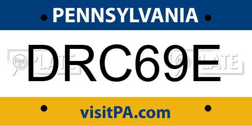 DRC69E Pennsylvania License Plate