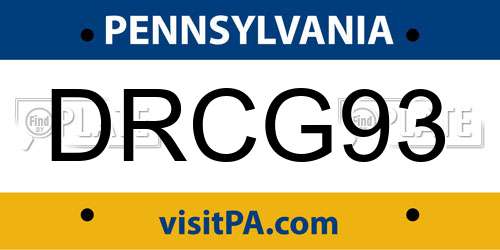 DRCG93 Pennsylvania License Plate