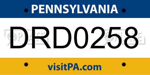 DRD0258 Pennsylvania License Plate