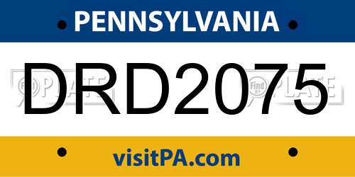 DRD2075 Pennsylvania License Plate