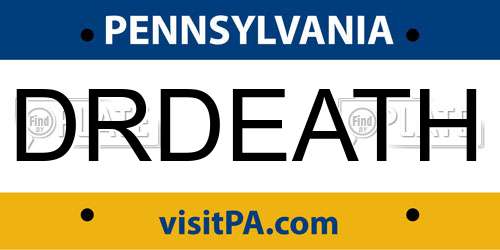 DRDEATH Pennsylvania License Plate