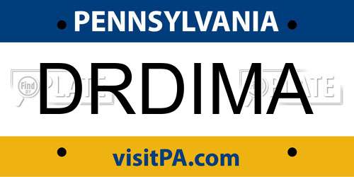DRDIMA Pennsylvania License Plate
