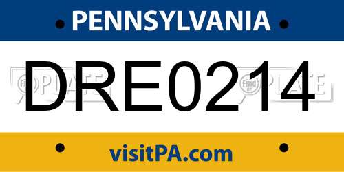 DRE0214 Pennsylvania License Plate