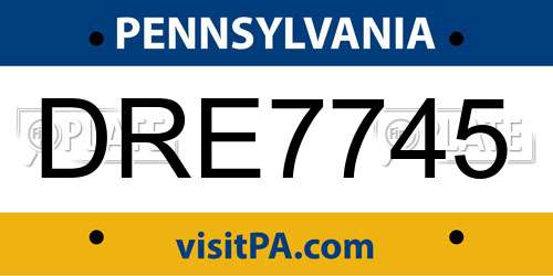 DRE7745 Pennsylvania License Plate