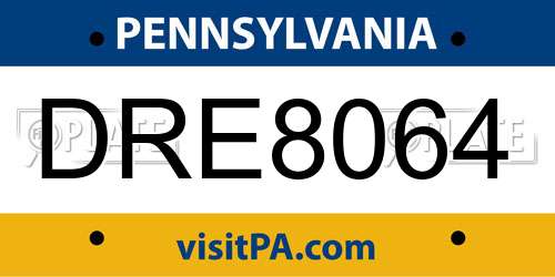 DRE8064 Pennsylvania License Plate