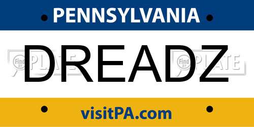 DREADZ Pennsylvania License Plate