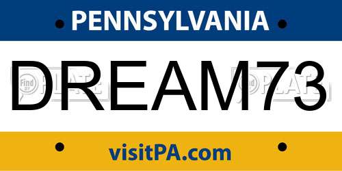 DREAM73 Pennsylvania License Plate