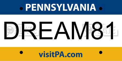 DREAM81 Pennsylvania License Plate