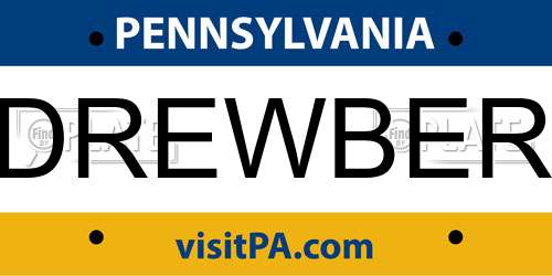 DREWBER Pennsylvania License Plate