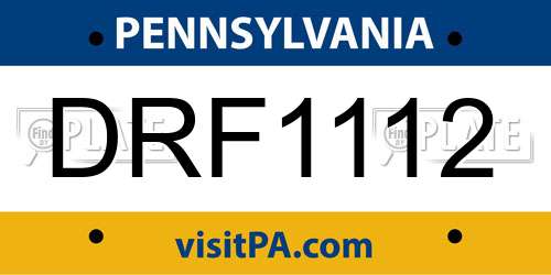 DRF1112 Pennsylvania License Plate