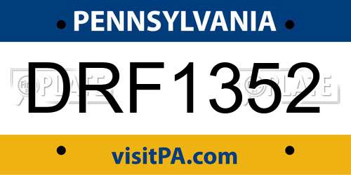 DRF1352 Pennsylvania License Plate