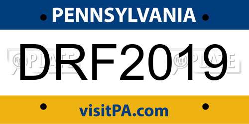DRF2019 Pennsylvania License Plate