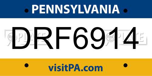 DRF6914 Pennsylvania License Plate