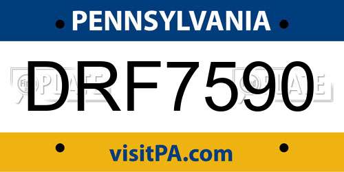 DRF7590 Pennsylvania License Plate
