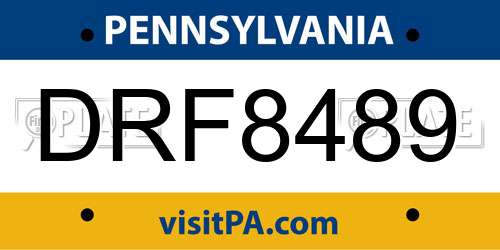 DRF8489 Pennsylvania License Plate