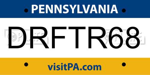 DRFTR68 Pennsylvania License Plate