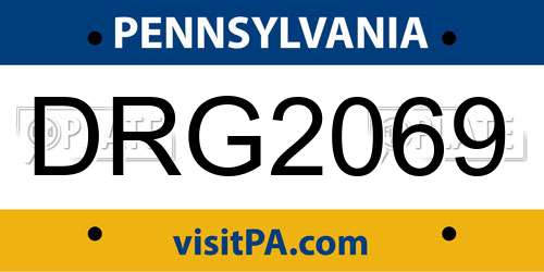 DRG2069 Pennsylvania License Plate