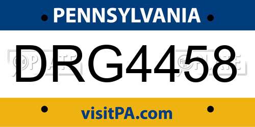DRG4458 Pennsylvania License Plate