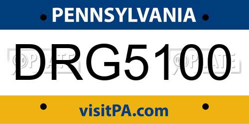 DRG5100 Pennsylvania License Plate
