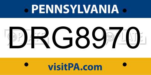 DRG8970 Pennsylvania License Plate