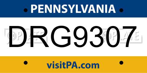 DRG9307 Pennsylvania License Plate