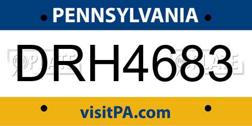 DRH4683 Pennsylvania License Plate