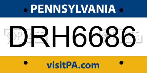 DRH6686 Pennsylvania License Plate