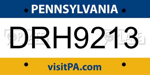 DRH9213 Pennsylvania License Plate