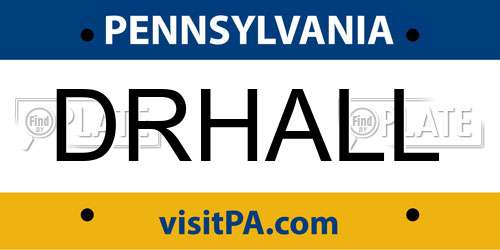 DRHALL Pennsylvania License Plate