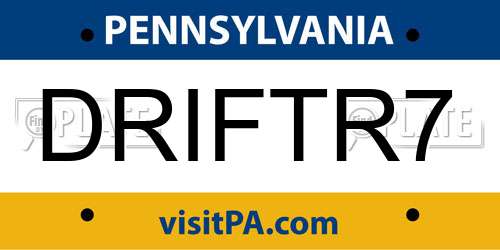DRIFTR7 Pennsylvania License Plate