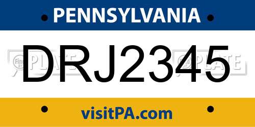 DRJ2345 Pennsylvania License Plate