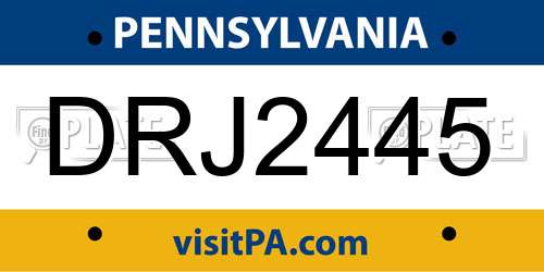 DRJ2445 Pennsylvania License Plate