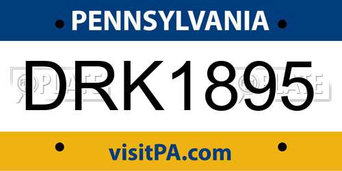 DRK1895 Pennsylvania License Plate