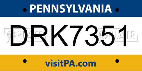 DRK7351 Pennsylvania License Plate