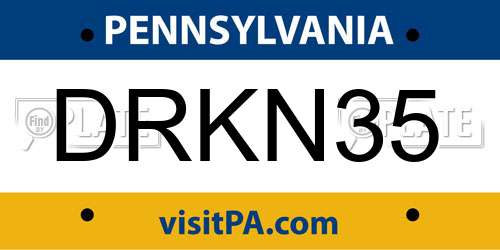 DRKN35 Pennsylvania License Plate