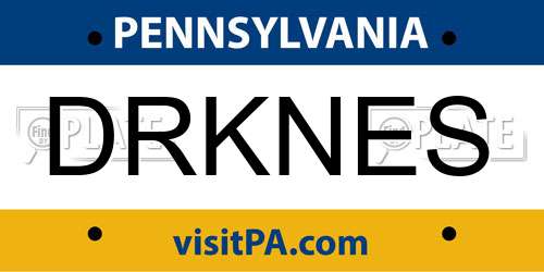 DRKNES Pennsylvania License Plate