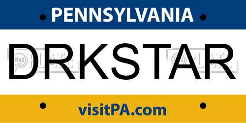 DRKSTAR Pennsylvania License Plate