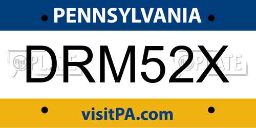 DRM52X Pennsylvania License Plate