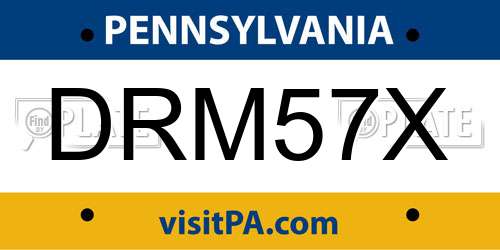 DRM57X Pennsylvania License Plate