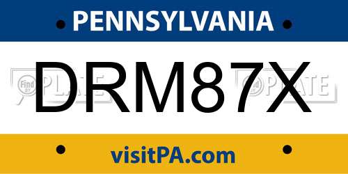 DRM87X Pennsylvania License Plate