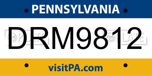 DRM9812 Pennsylvania License Plate
