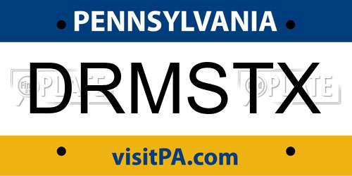 DRMSTX Pennsylvania License Plate