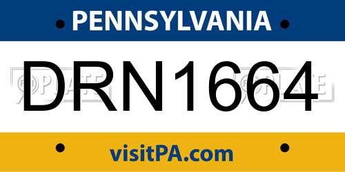 DRN1664 Pennsylvania License Plate