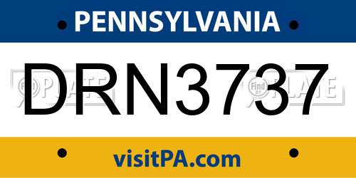 DRN3737 Pennsylvania License Plate