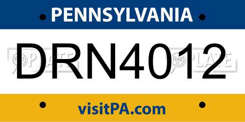 DRN4012 Pennsylvania License Plate