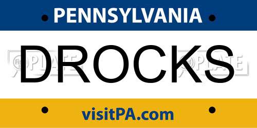 DROCKS Pennsylvania License Plate