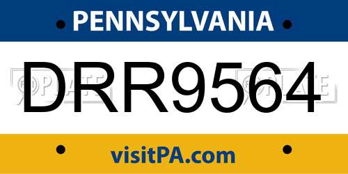 DRR9564 Pennsylvania License Plate